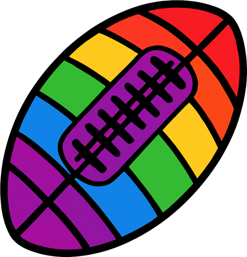 Rainbow themed american football.
In-Game asset.  2d.  High contrast.  No shadows