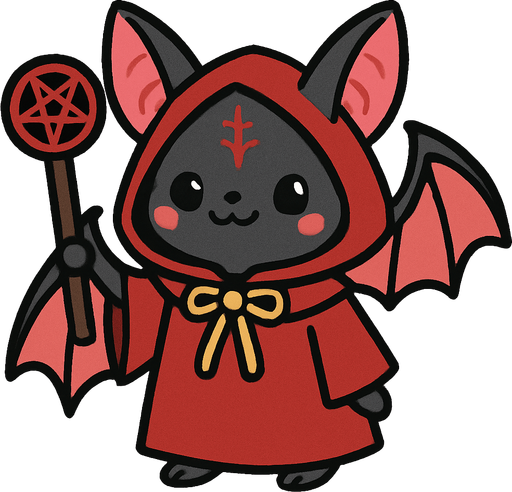 cute nice bat cultist.
In-Game asset.  2d.  High contrast.  No shadows