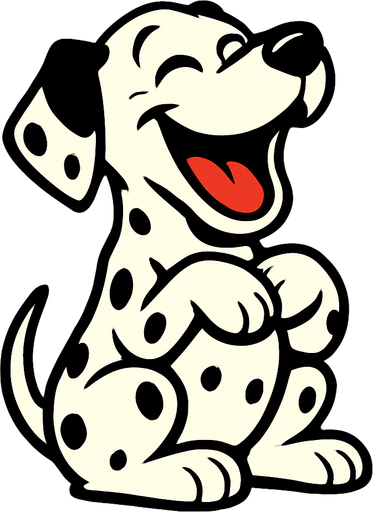 dalmatian dog laugh.
In-Game asset.  2d.  High contrast.  No shadows