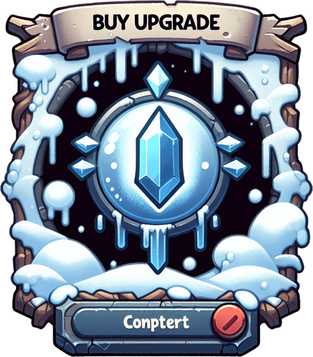 A buy upgrade button, winter theme, no text Single Game Texture. In-Game asset. 2d. Blank background. High contrast. No shadows.