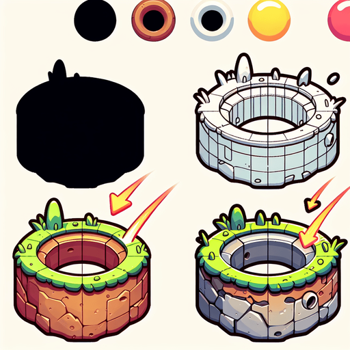 hole cartoon 2d, blank background.
Single Game Texture.  In-Game asset.  2d.  Blank background.  High contrast.  No shadows