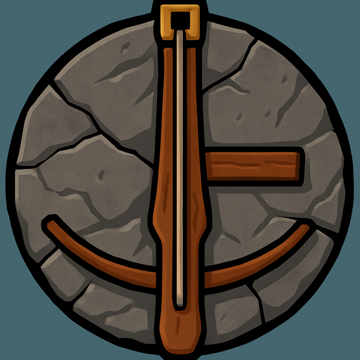 Circle of rock. The turret is a crossbow with no bow on it, only the base.