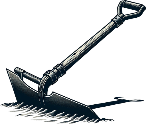 Let's make a Farming Hoe so that we can till soil with it.
Single Game Texture.  In-Game asset.  2d.  Blank background.  High contrast.  No shadows