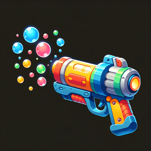 Bubble Shooting Gun.
Single Game Texture. In-Game asset. 2d. Blank background. High contrast. No shadows.