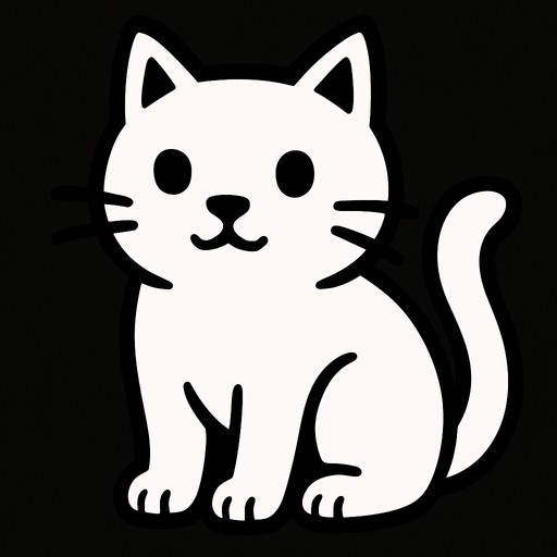 White cat.
In-Game asset.  2d.  High contrast.  No shadows