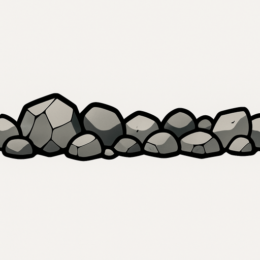 rock line.
In-Game asset.  2d.  High contrast.  No shadows. long. cartoon