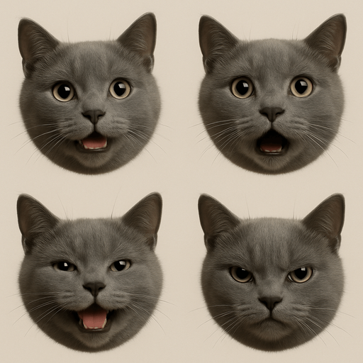 Sprite sheet of head only with different face expressions : smiling, surprised, feared, laugh, angry...
KEEP SAME ORIENTATION