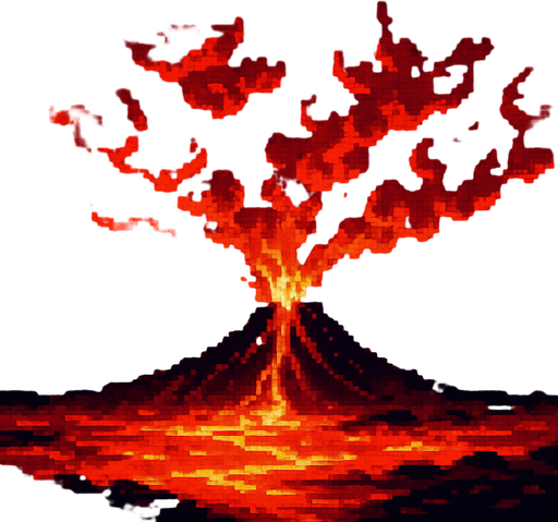 Volcanic sky, red-orange fiery clouds, lava glow effect, hot atmosphere, dramatic red gradient, 2D pixel art.
In-Game asset.  2d.  High contrast.  No shadows