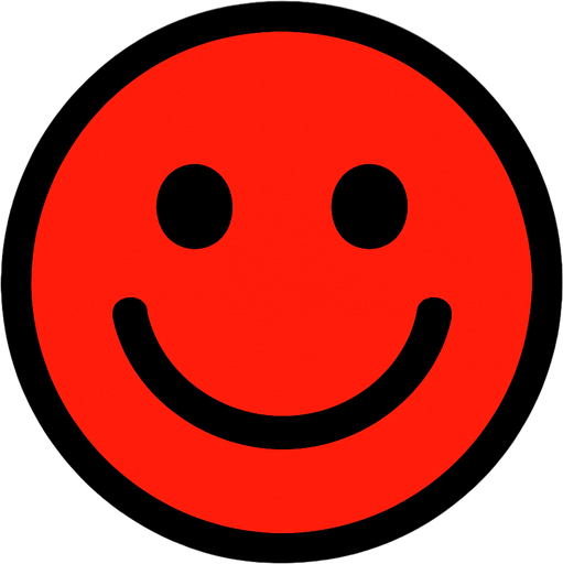 Red smiley face.
In-Game asset.  2d.  High contrast.  No shadows