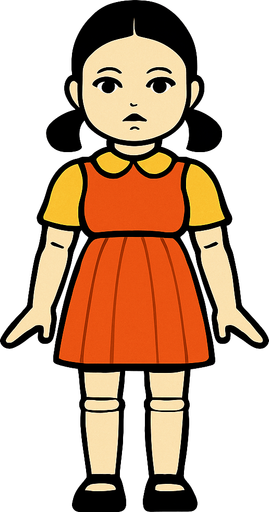 Make A Body With Like Squid Game Doll.
In-Game asset.  2d.  High contrast.  No shadows