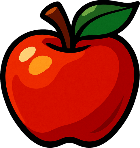 apple 2d.
In-Game asset.  2d.  High contrast.  No shadows