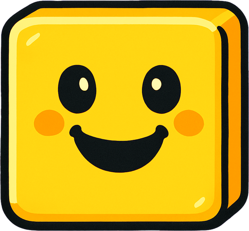 Happy yellow block.
In-Game asset.  2d.  High contrast.  No shadows