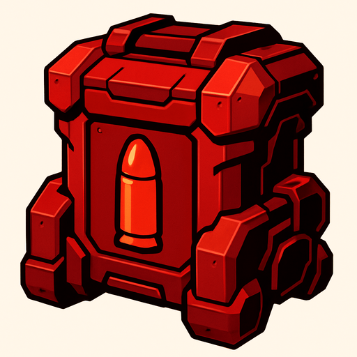 robot ammo very red very big.
In-Game asset.  2d.  High contrast.  No shadows