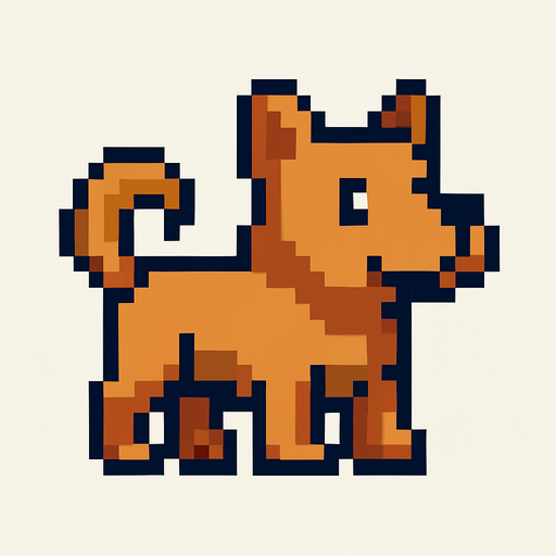 pixel art dog.
In-Game asset.  2d.  High contrast.  No shadows