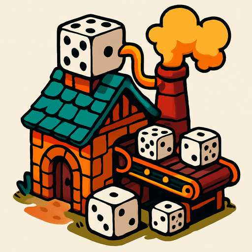 Dice factory from the fantasy world.
In-Game asset.  2d.  High contrast.  No shadows