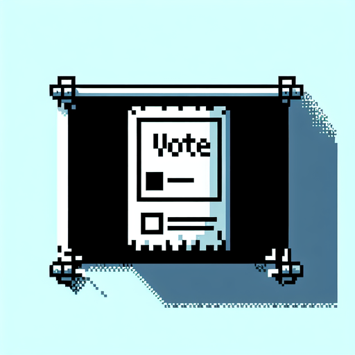vote slip. cartoon. 8-bit..
Single Game Texture. In-Game asset. 2d. Blank background. High contrast. No shadows.