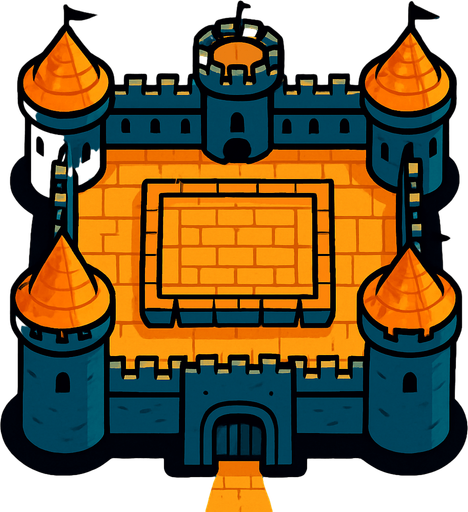 castillo desde arriba.
In-Game asset.  2d.  High contrast.  No shadows