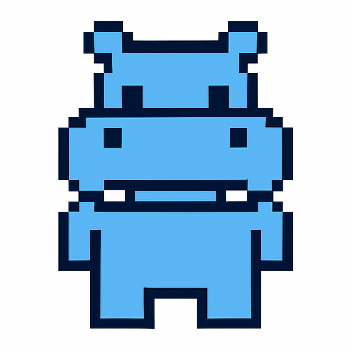Hippo 8 bit.
In-Game asset.  2d.  High contrast.  No shadows