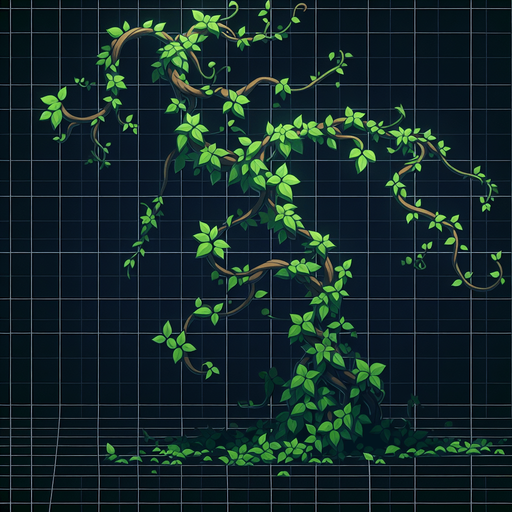 One green vine
Single Game Texture. In-Game asset. 2d. Blank background. High contrast. No shadows.