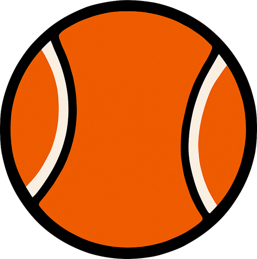 una pelota de tenis naranja.
In-Game asset.  2d.  High contrast.  No shadows