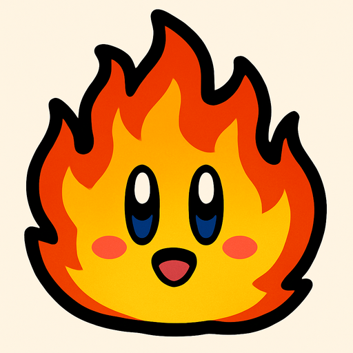 Fire with a kirby face.
In-Game asset.  2d.  High contrast.  No shadows