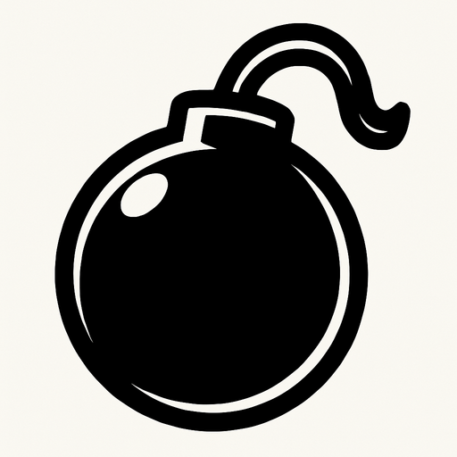 a black bomb shaped like a ball.
In-Game asset.  2d.  High contrast.  No shadows