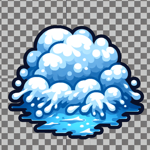 Water spill.
Single Game Texture.  In-Game asset.  2d.  Blank background.  High contrast.  No shadows