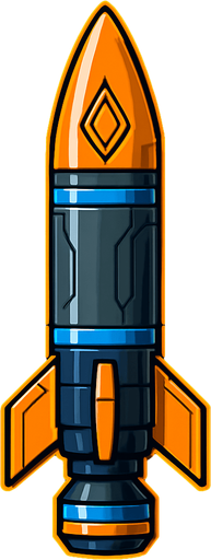 roket mermisi dik bir şekilde 90 derece sci-Fİ.
In-Game asset.  2d.  High contrast.  No shadows