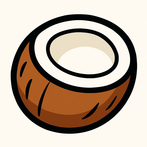 coconout.
In-Game asset.  2d.  High contrast.  No shadows. cartoon
