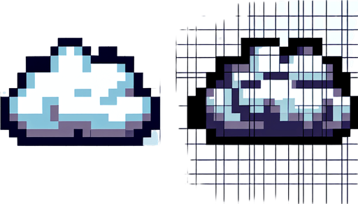 8 bit cartoon cloud. no shade. no shadow. Single Game Texture. In-Game asset. 2d. Blank background. High contrast. No shadows.