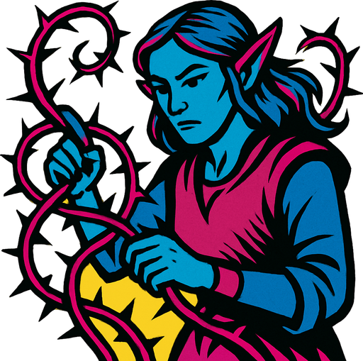 thornWhipWeaver.
2d.  High contrast.  No shadows