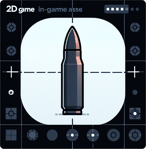 Bullet.
Single Game Texture. In-Game asset. 2d. Blank background. High contrast. No shadows.