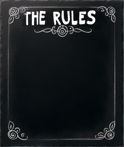 "THE RULES" handwritten in chalk