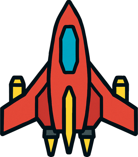 spaceship seen from above.
In-Game asset.  2d.  High contrast.  No shadows