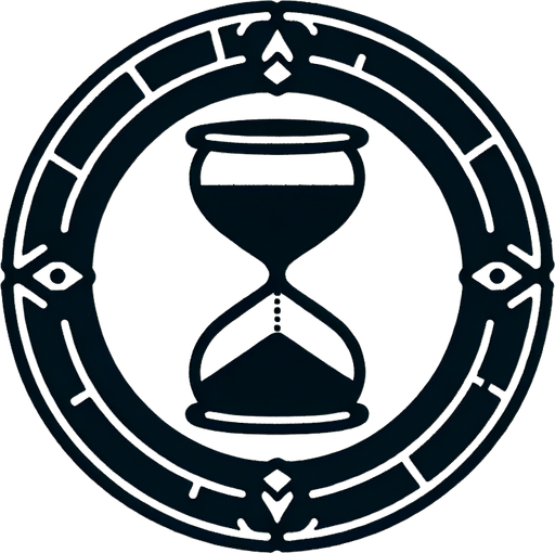 Песочные часы, черный.
Single Game Texture. In-Game asset. 2d. Blank background. High contrast. No shadows.