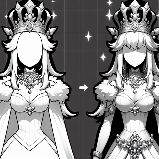 White queen.
Single Game Texture.  In-Game asset.  2d.  Blank background.  High contrast.  No shadows