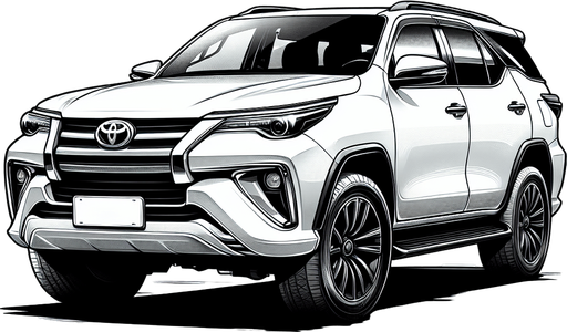 Toyota fortunar in white colour and full realistic.
Single Game Texture. In-Game asset. 2d. Blank background. High contrast. No shadows.