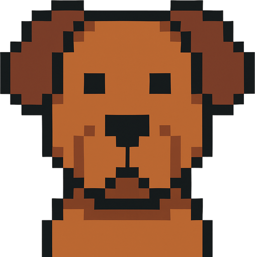 pixel art 2D dog head.
In-Game asset.  2d.  High contrast.  No shadows