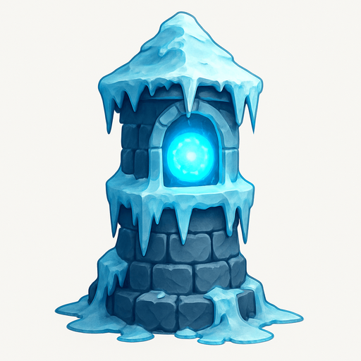 freezing tower realistic.
In-Game asset.  2d.  High contrast.  No shadows