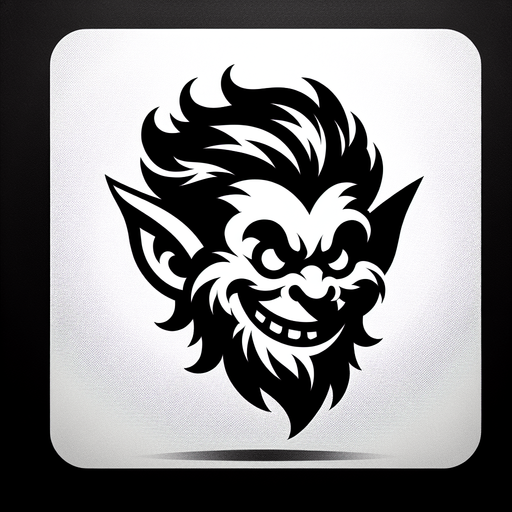 a b&w grinch icon Single Game Texture. In-Game asset. 2d. Blank background. High contrast. No shadows.
