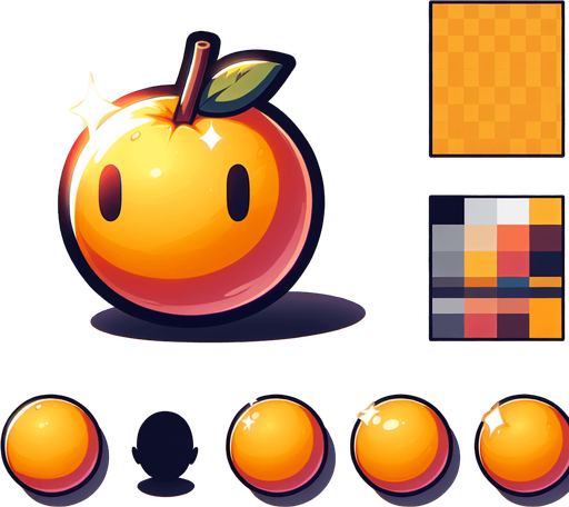 fruit shiny anime, no face

Single Game Texture. In-Game asset. 2d. Blank background. High contrast. No shadows.