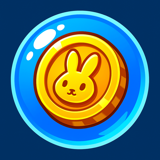 a bubble with a bunny gold coin inside.
In-Game asset.  2d.  High contrast.  No shadows