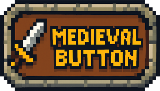 orta çağ pixel art buton.
In-Game asset.  2d.  High contrast.  No shadows