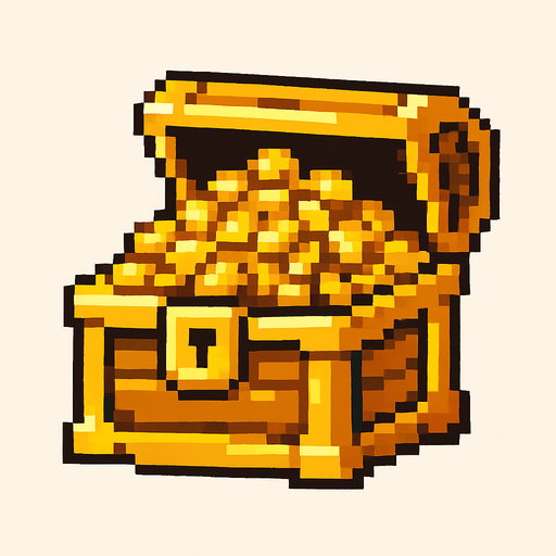 2d pixel bir altından hazine kutusu.
In-Game asset.  2d.  High contrast.  No shadows