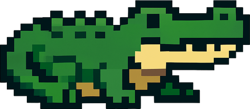 Crocodile pixel.
In-Game asset.  2d.  High contrast.  No shadows