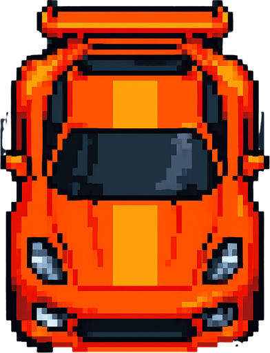 Pixel art spor araba kus bakışı.
In-Game asset.  2d.  High contrast.  No shadows