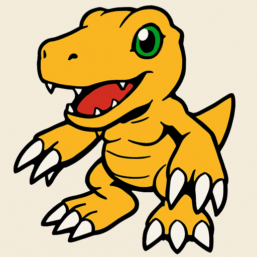Agumon.
In-Game asset.  2d.  High contrast.  No shadows