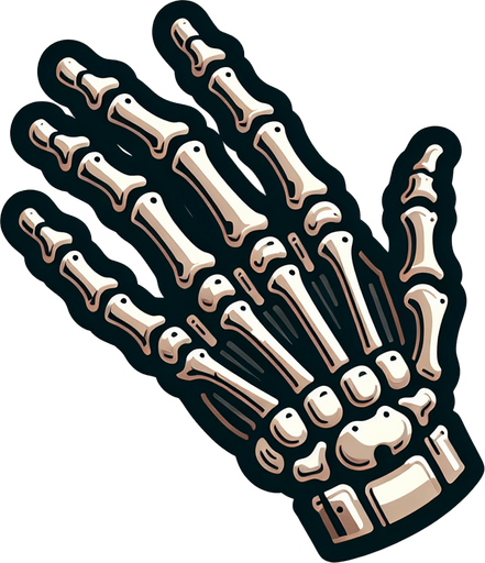stylized skeleton hand.
Single Game Texture. In-Game asset. 2d. Blank background. High contrast. No shadows.