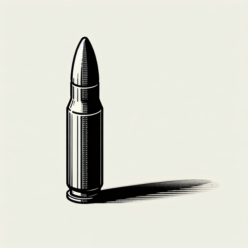 Bullet.
Single Game Texture. In-Game asset. 2d. Blank background. High contrast. No shadows.
