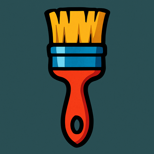 Paint brush.
In-Game asset.  2d.  High contrast.  No shadows
